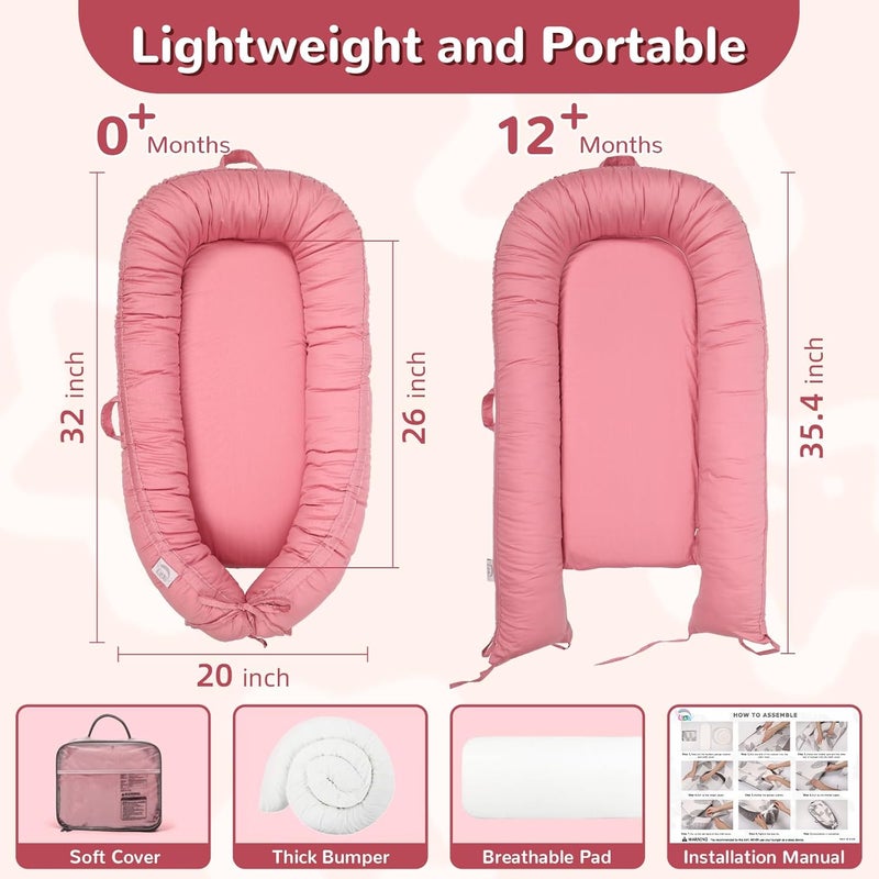 EAQ Baby Lounger, Infant Lounger for Newborn,Portable Baby Nest Cover Breathable & Soft, Newborn Essentials - Image 3